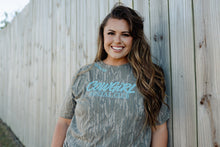 Load image into Gallery viewer, KVS Cowgirl Social Club Turquoise Mossy Oak Tee
