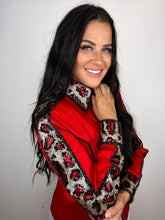 Load image into Gallery viewer, *Day Shirt* Red Base with Full Leopard Sequin Sleeves
