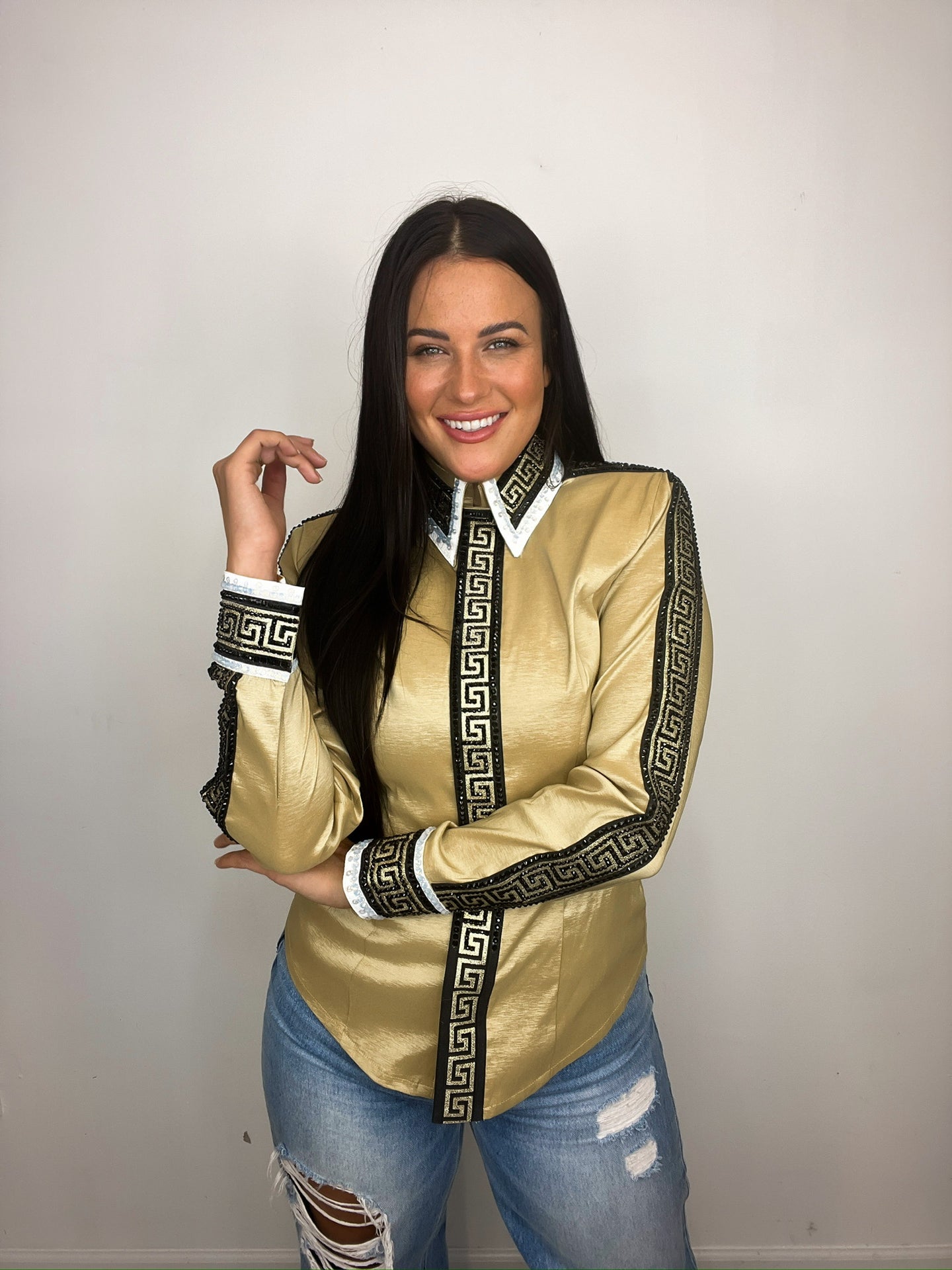 *Day Shirt* Gold Base with Black, White and Gold Key Full Sleeve