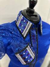 Load image into Gallery viewer, *Day Shirt* Cobalt Base Sheer Sleeve with Coordinating Rhinestone Accents
