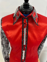 Load image into Gallery viewer, *Day Shirt* Red Alert! Red Base with Silver and Black Sheer Sleeve
