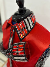 Load image into Gallery viewer, *Day Shirt* Red Alert! Red Base with Silver and Black Sheer Sleeve
