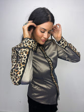 Load image into Gallery viewer, *Day Shirt* Pewter Grey with Full Leopard Rhinestone Accents
