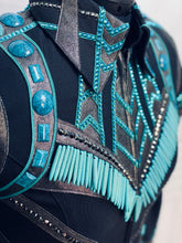 Load image into Gallery viewer, Black &amp; Turquoise Show Jacket
