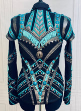 Load image into Gallery viewer, Black &amp; Turquoise Show Jacket
