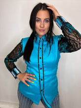 Load image into Gallery viewer, *Day Shirt* Ocean Blue base with Crystal and Black Accents
